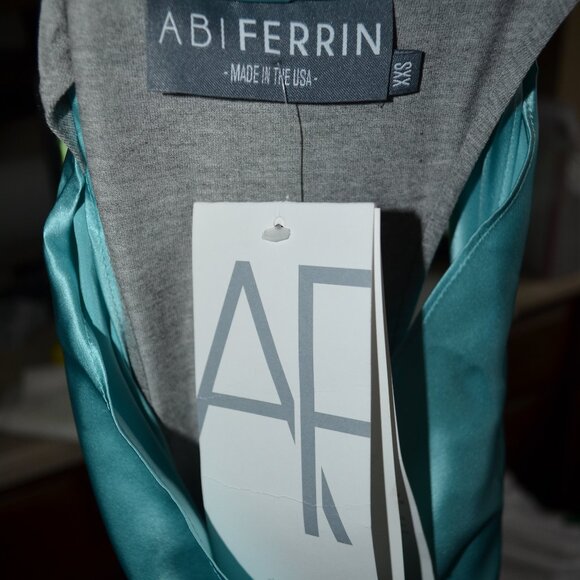 NWT Sz XXS Abi Ferrin Turquoise Gray Contrast Drape Neck Tank Top Blouse - Picture 5 of 5